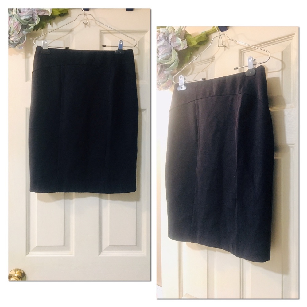 ELLEN TRACY Navy Pleated Pencil Canglo Skirt S